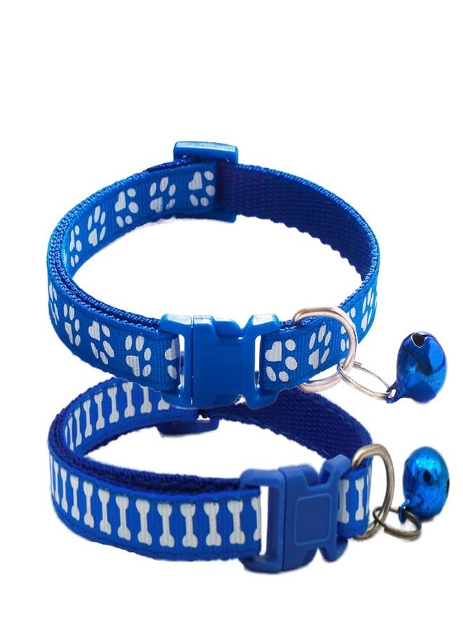 cyhaen Dark Blue Dog Collar with Bells for Small Dogs，Soft Nylon Xs Dog Collar with Bell for XXS Xs Tiny Little Girl Female Kitten Girls Animal,Neck 7.5-12.5 Inch - Image 1